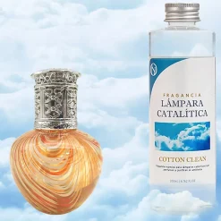 Mamamanuela Lampe catalytique Orange Waves + Parfum Cotton Clean 500 ml - Élimine mauvaises odeurs, parfume et améliore la qualité de l'air* Désodorisant Et Parfum D'Ambiance