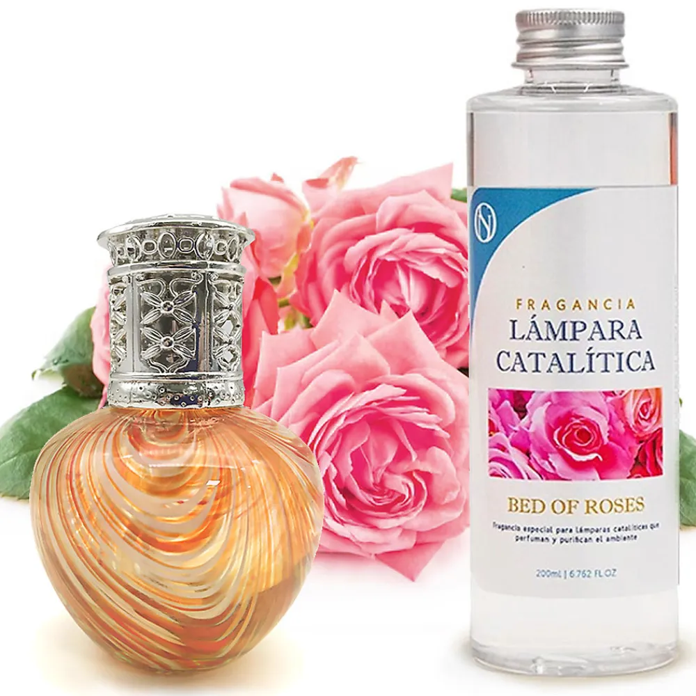 Lampe catalytique Orange Waves + Parfum Bed of Roses 500 ml - Élimine mauvaises odeurs, parfume et améliore la qualité de l'air>Mamamanuela New