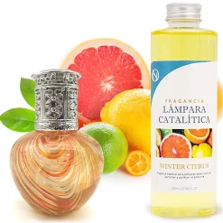 Mamamanuela Lampe catalytique Orange Waves + Parfum Winter Citrus 200 ml - Élimine mauvaises odeurs, parfume et améliore la qualité de l'air* Désodorisant Et Parfum D'Ambiance