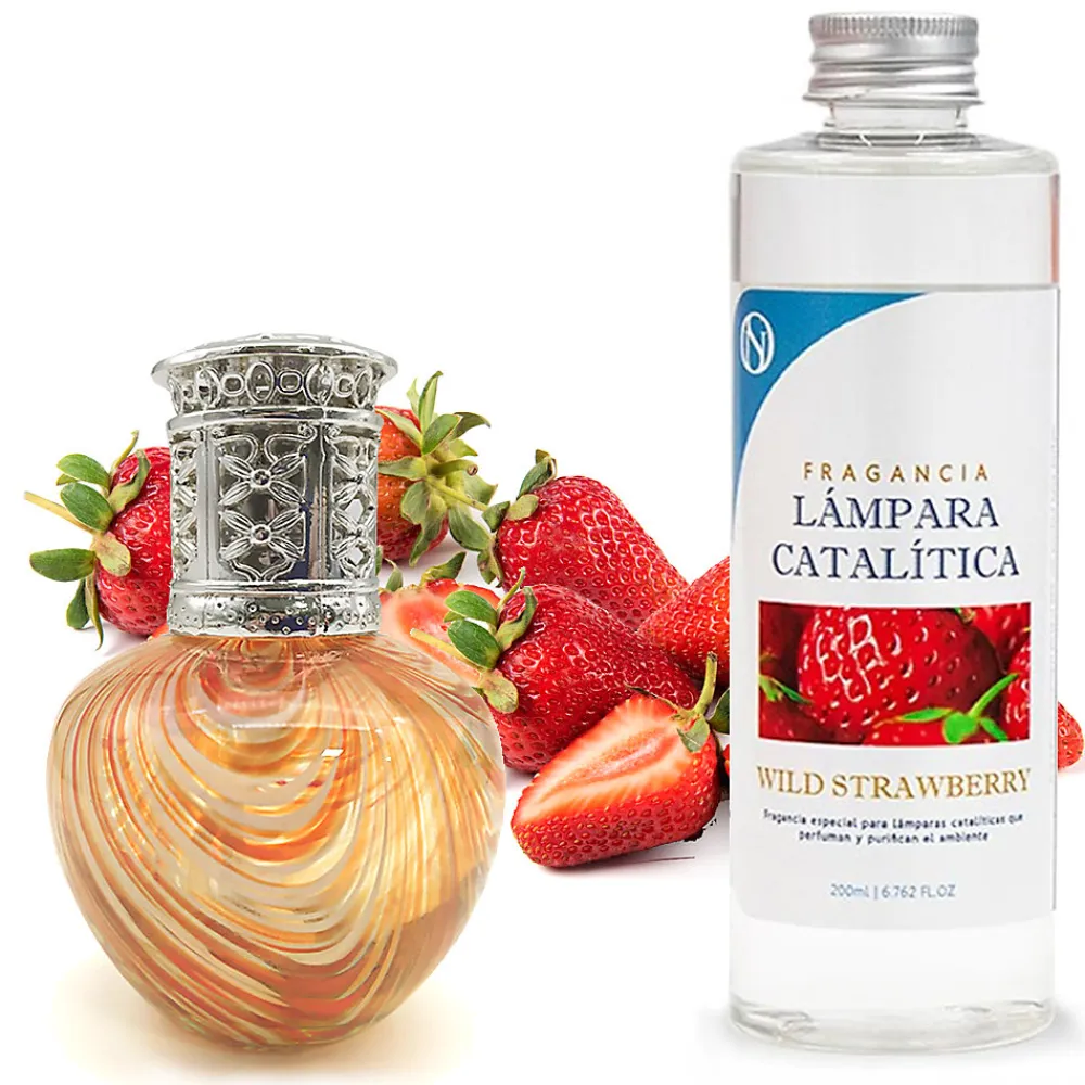 Lampe catalytique Orange Waves + Parfum Wild Strawberry 500 ml - Élimine mauvaises odeurs, parfume et améliore la qualité de l'air>Mamamanuela