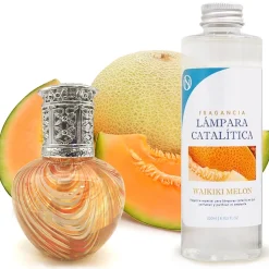 Mamamanuela Lampe catalytique Orange Waves + Parfum Waikiki Melon 200 ml - Élimine mauvaises odeurs, parfume et améliore la qualité de l'air* Désodorisant Et Parfum D'Ambiance