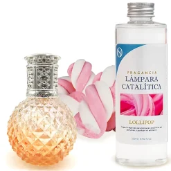 Mamamanuela Lampe catalytique Orange Diamonds + Parfum Lollipop 200 ml - Élimine les mauvaises odeurs, parfume et améliore la qualité de l'air* Désodorisant Et Parfum D'Ambiance