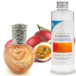 Mamamanuela Lampe catalytique Orange Waves + Parfum Caribbean Passion 500 ml - Élimine mauvaises odeurs, parfume et améliore qualité de l'air* Désodorisant Et Parfum D'Ambiance