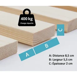 Lattes sans cadre 90x200cm 14 lattes en bois massif pour soutien ferme avec sangle enroulé>Bb Loisir Sale