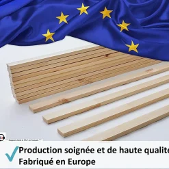 Lattes sans cadre 90x200cm 14 lattes en bois massif pour soutien ferme avec sangle enroulé><noscript><img width=