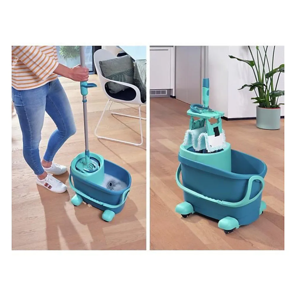 Clean Twist M Ergo mobile 52121 Kit de nettoyage sol - Balai a plat lave sol avec housse, seau a essorage facile, roule>Leifheit Clearance
