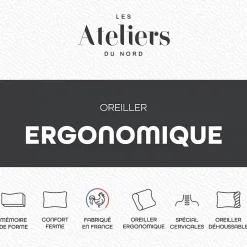 Ateliers Du Nord Les - Oreiller Ergonomique Mémoire de forme* Oreiller Mémoire De Forme