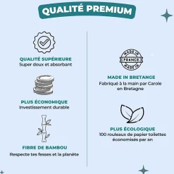 Expert Les essuies-fesses : le papier toilette lavable en fibre de bambou - Made in France* Nettoyant Pour Wc