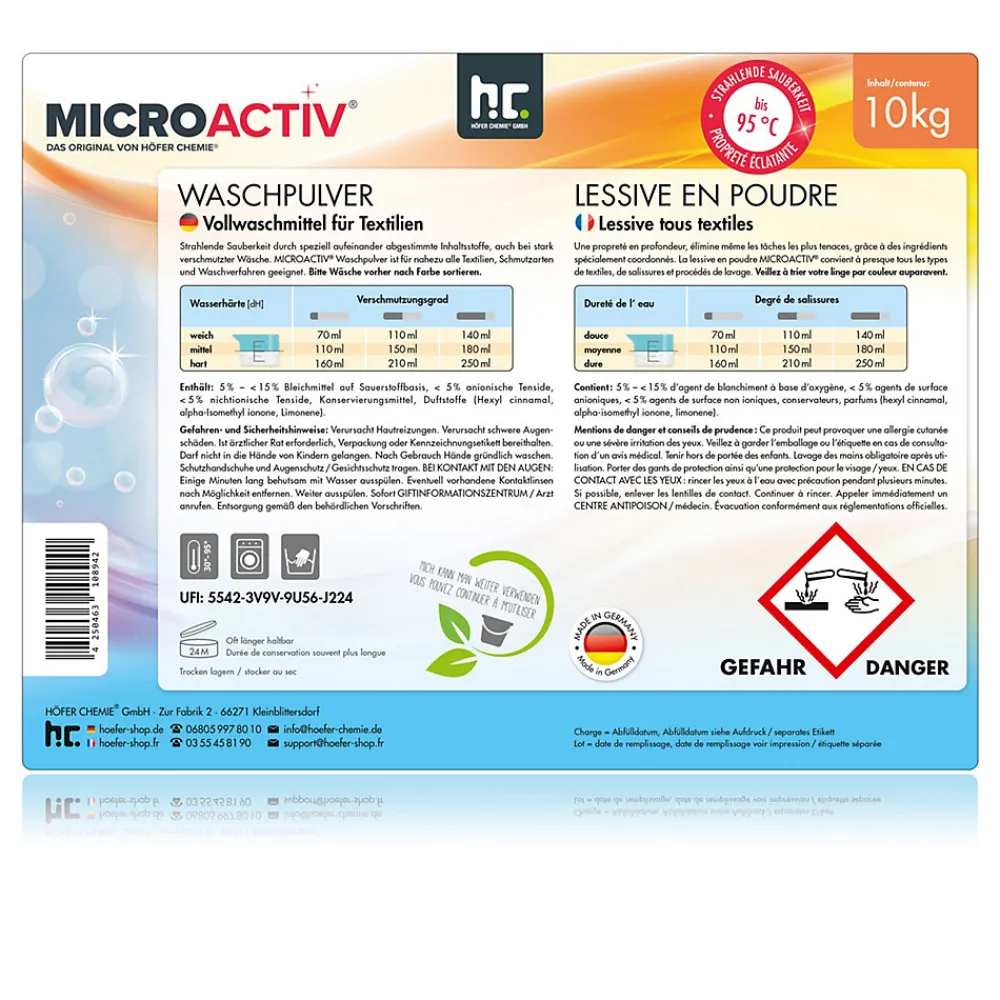 Lessive En Poudre Microactiv 30 L Puissante Pour Blanc Et Couleurs>Höfer Chemie Outlet