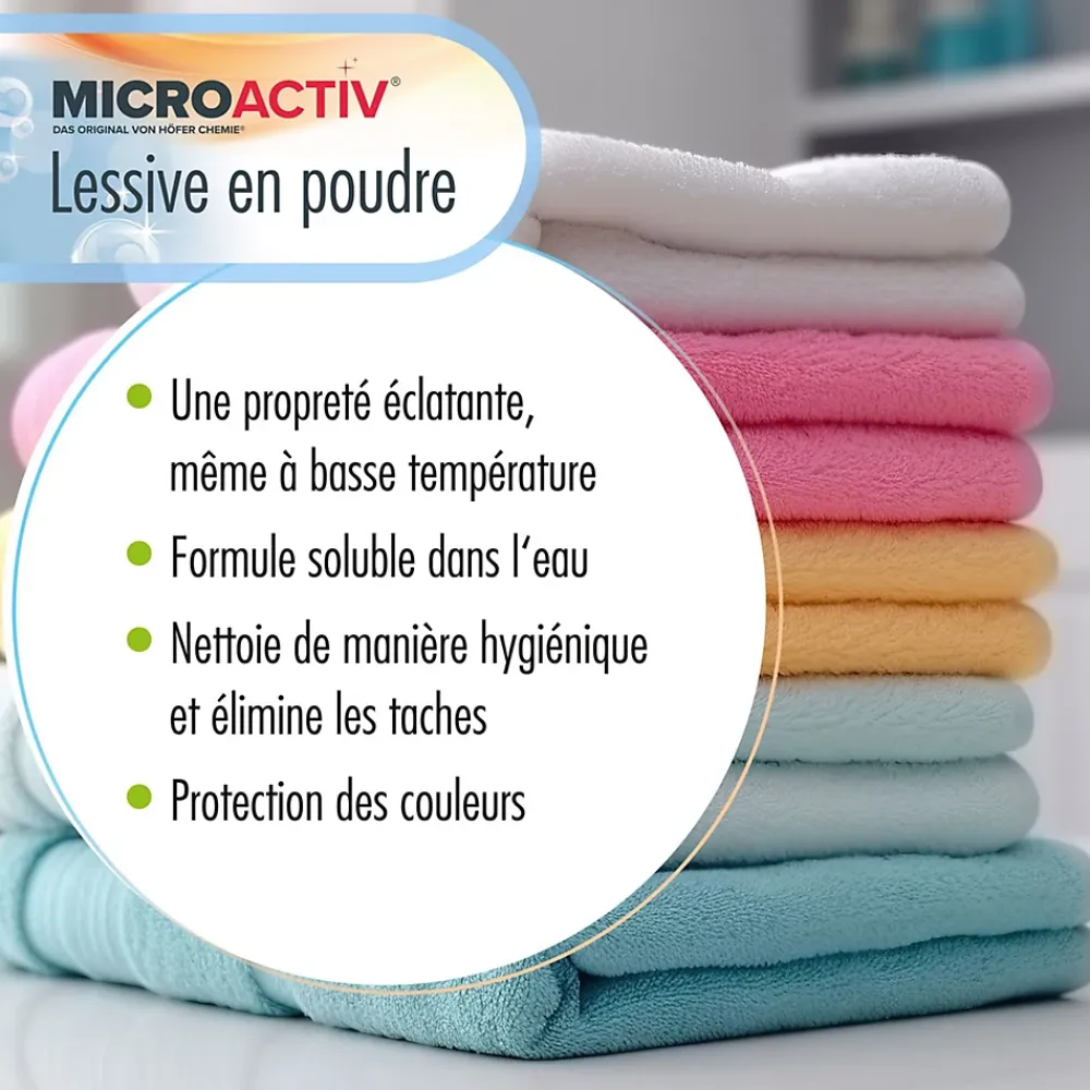 Höfer Chemie Lessive En Poudre Microactiv 20 L Puissante Pour Blanc Et Couleurs* Nettoyant Pour Salle De Bains