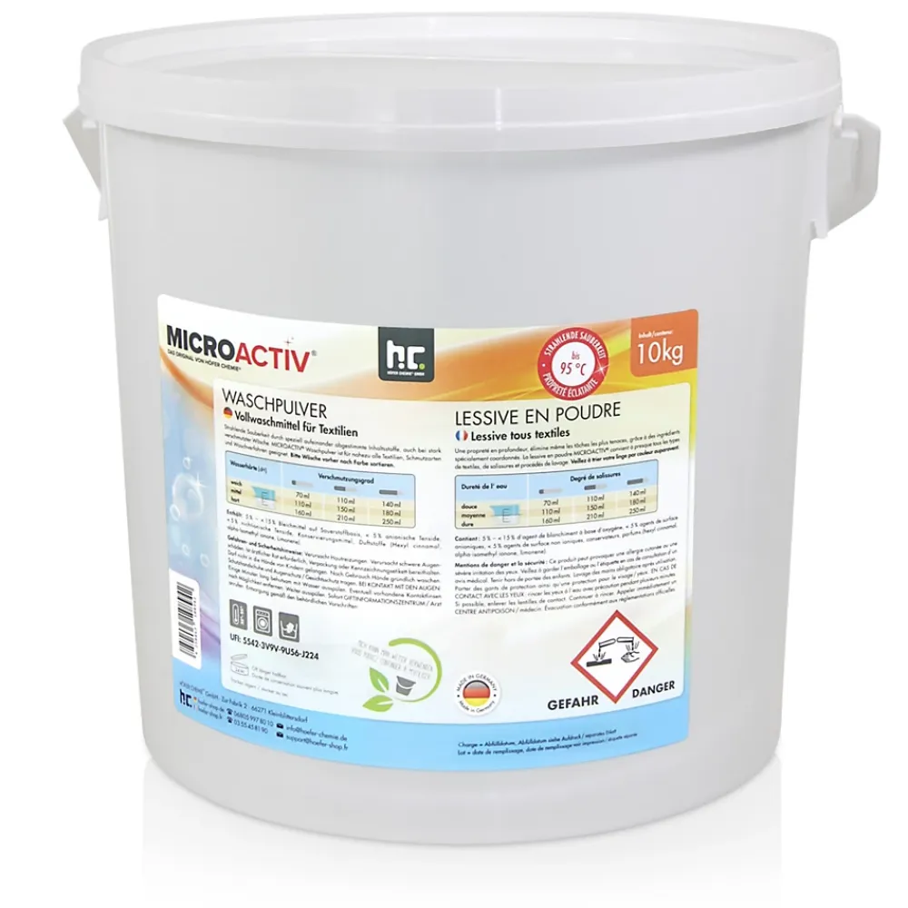Höfer Chemie Lessive En Poudre Microactiv 20 L Puissante Pour Blanc Et Couleurs* Nettoyant Pour Salle De Bains