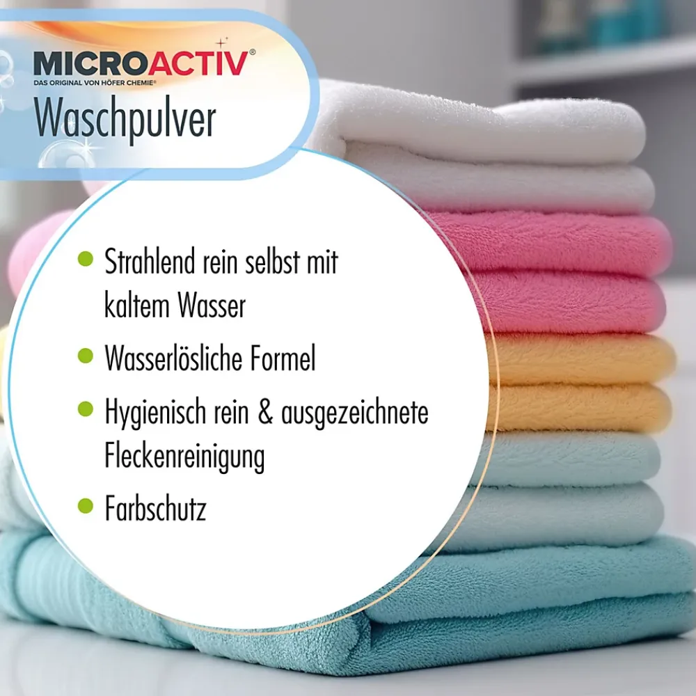 Höfer Chemie Lessive En Poudre Microactiv 20 L Puissante Pour Blanc Et Couleurs* Nettoyant Pour Salle De Bains
