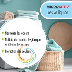 Höfer Chemie Lessive Liquide Microactiv 60 L Puissante Pour Blanc Et Couleurs, Se Dissout Facilement* Nettoyant Pour Salle De Bains