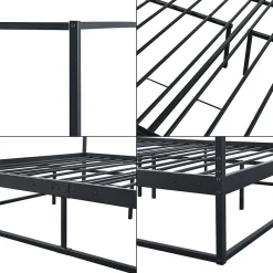 [En.Casa] Lit à baldaquin Kristianstad métal 160 x 200 cm noir en.casa* Lit À Baldaquin