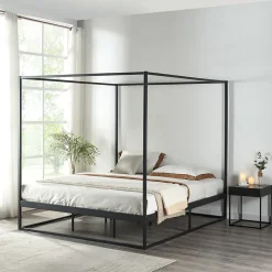 [En.Casa] Lit à baldaquin Kristianstad métal 160 x 200 cm noir en.casa* Lit À Baldaquin