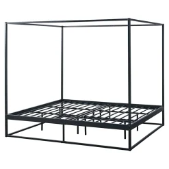 [En.Casa] Lit à baldaquin Kristianstad métal 180 x 200 cm noir en.casa* Lit À Baldaquin
