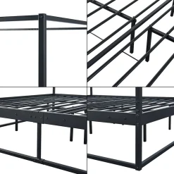 [En.Casa] Lit à baldaquin Kristianstad métal 180 x 200 cm noir en.casa* Lit À Baldaquin