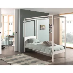 Petits-Meubles Lit à baldaquin 90x200 Sommier Inclus Vipack Pino - Blanc* Lit À Baldaquin