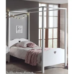 Petits-Meubles Lit à Baldaquin 90x200 Sommier Inclus Vipack Amori - Blanc* Lit À Baldaquin