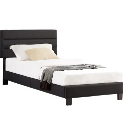 Lit 1 place FLORIDA, 90 x 190 cm, capitonné avec sommier, revêtement en tissu noir>Idimex Clearance