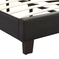 Lit 1 place FLORIDA, 90 x 190 cm, capitonné avec sommier, revêtement en tissu noir><noscript><img width=