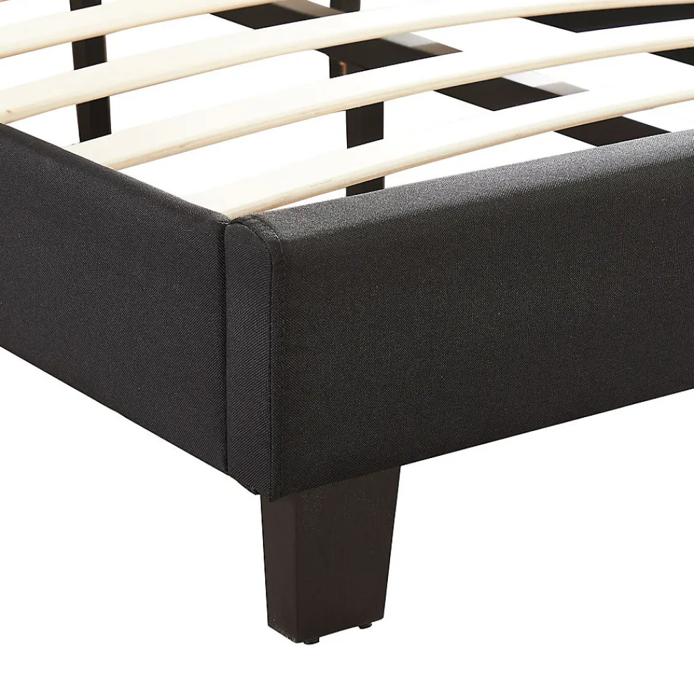 Lit 1 place FLORIDA, 90 x 190 cm, capitonné avec sommier, revêtement en tissu noir>Idimex Clearance