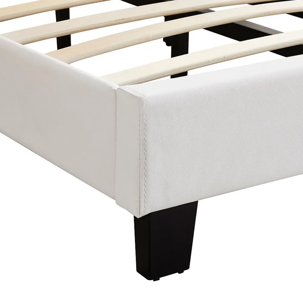 Lit 1 place HUDSON, 90 x 190 cm, capitonné avec sommier, revêtement synthétique blanc>Idimex Sale