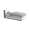 Lit 1 place 90x190cm blanc ROGO inclus tete de lit avec étageres>Bb Loisir Discount