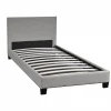 Lit 1 place 90x190cm Tissu Gris clair avec sommier DUSIN>Bb Loisir Sale