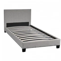 Lit 1 place 90x190cm Tissu Gris clair avec sommier DUSIN>Bb Loisir Sale