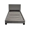 Lit 1 place 90x190cm Tissu Gris foncé avec sommier DUSIN>Bb Loisir Discount