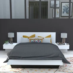 Bb Loisir Lit 2 places 140x190cm Blanc CAIL inclus sommier et 2 chevets* Lit Double