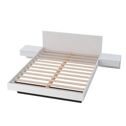 Bb Loisir Lit 2 places 140x190cm Blanc CAIL inclus sommier et 2 chevets* Lit Double