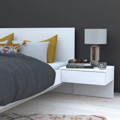 Bb Loisir Lit 2 places 140x190cm Blanc CAIL inclus sommier et 2 chevets* Lit Double