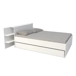 Lit 2 places 140x190cm Blanc CITA inclus sommier et tete de lit chevet et tiroir>Bb Loisir Sale