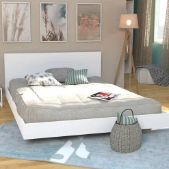 Lit 2 places 160x200cm Blanc LIFA inclus sommier et tête de lit>Bb Loisir Hot