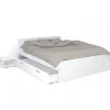 Lit 2 places 140x190cm Blanc TIDO inclus sommier, 1 chevet et 1 tiroir pour rangement>Bb Loisir