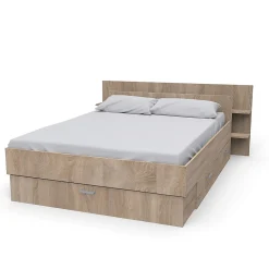 Lit 2 places 140x190cm Chêne SAND inclus sommier et tete de lit et 2 tiroirs>Bb Loisir Clearance