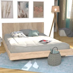 Bb Loisir Lit 2 places 140x190cm Couleur chêne LIFA inclus sommier et tête de lit* Lit Double