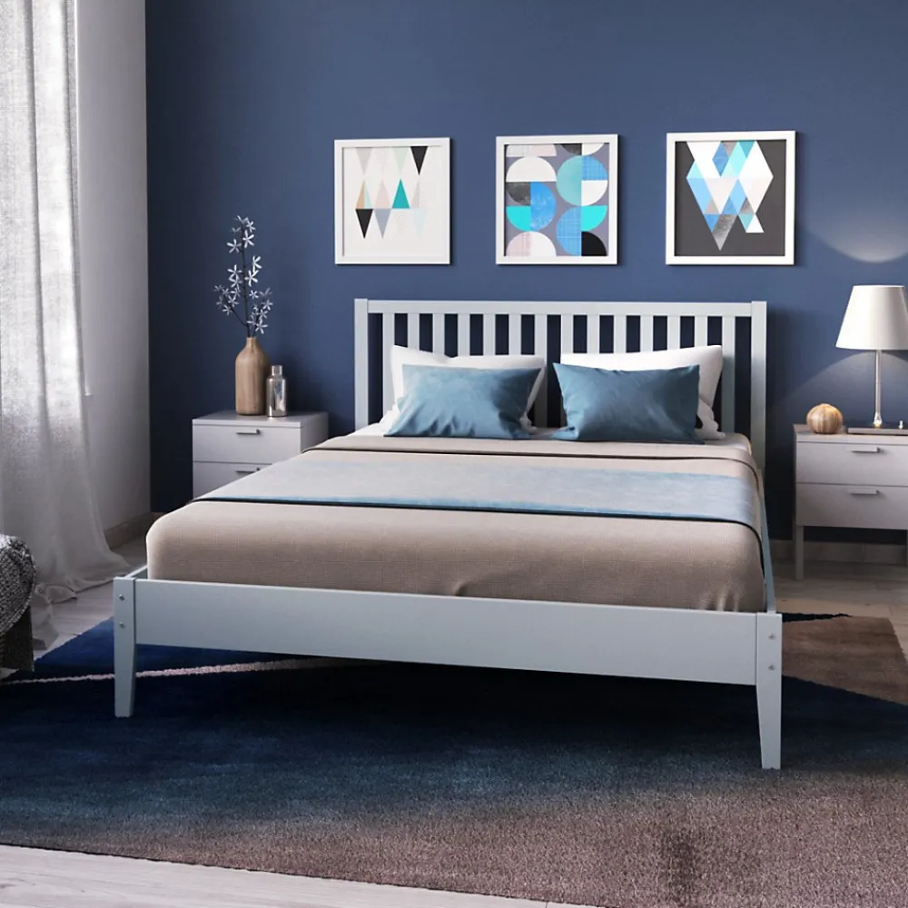 Lit 2 places 140x190cm Gris PARVI inclus sommier>Bb Loisir Sale