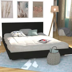 Bb Loisir Lit 2 places 140x190cm Noir LIFA inclus sommier et tête de lit* Lit Double