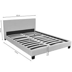 Bb Loisir Lit 2 places 140x200cm Tissu Gris clair avec sommier DUSIN* Lit Double