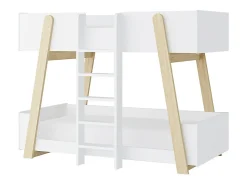 Lit superposés 90 x 190 cm - Blanc et naturel - CORODELA><noscript><img width=