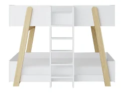 Lit superposés 90 x 190 cm - Blanc et naturel - CORODELA><noscript><img width=