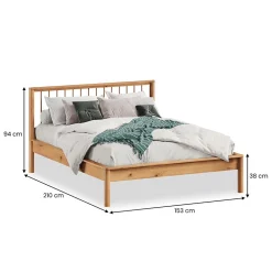 Idimex Lit 140 x 200 avec sommier APOANA en bois massif - Coloris chêne* Lit Simple