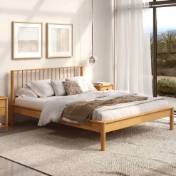 Idimex Lit 140 x 200 avec sommier APOANA en bois massif - Coloris chêne* Lit Simple
