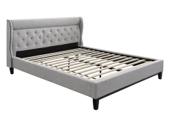 Vente-unique Lit 160 x 200 cm - Gris + Matelas - MARSDENIO* Lit Double