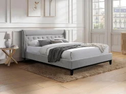 Vente-unique Lit 160 x 200 cm - Gris + Matelas - MARSDENIO* Lit Double