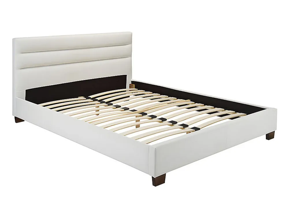 Lit 160 x 200 cm - Simili - Blanc - FAUSTIN>Vente-unique