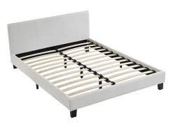 Lit 140 x 190 cm - Simili - Blanc - CORNELIUS II><noscript><img width=
